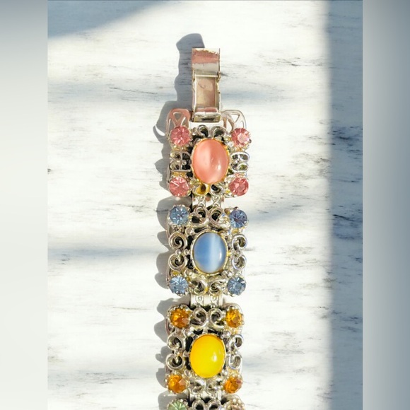 Multi-Color Silver tone Gemstone Bracelet - Picture 3 of 7